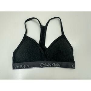 Calvin Klein Womens Bra Size Small Gray Racerback Wireless Padded
